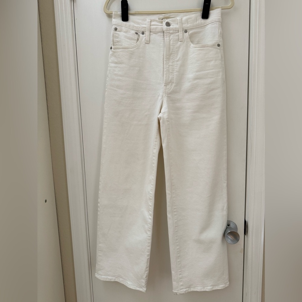 MADEWELL The Perfect Vintage Wide-Leg Crop Jeans in White - Size 27
